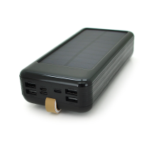 Power bank KKD-6W 60000 mAh (ККД 60%) Solar, flashlight, Input: 5V/2.1A(MicroUSB, TypeC, Lightning), Output: 5V /2.1A(4xUSB), plastic, Black, BOX