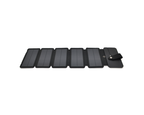Solar panel 5 Foldings, built-in microUSB cable, Output: 5 /1,2 А(USB), plastic, Black, Corton box