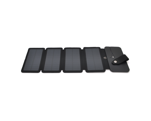 Solar panel 4 Foldings, built-in microUSB cable, Output: 5 /1 А(USB), plastic, Black, Corton box