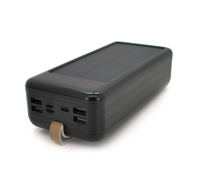 Power bank KKD-8W 80000 mAh Solar, flashlight, Input: 5V/2.1A(microUSB, TypeC, Lightning), Output: 5V /2.1A(4xUSB), plastic, Black, BOX