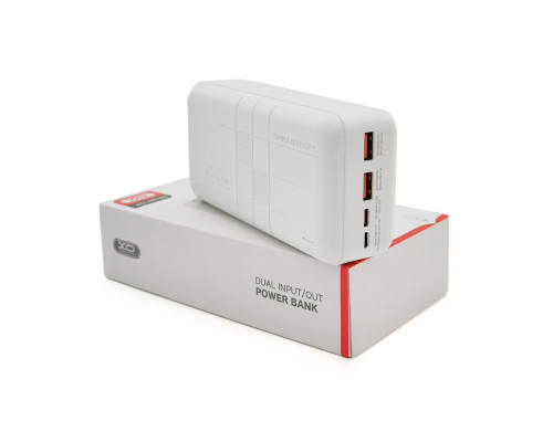 PowerBank XO-PR189 30000mAh,Input:5V/2.5A,9V/2A,12V/1.5A(Type-C,MicroUSB),Output: 4.5V/5A,5V/4.5A,5V/3A,9V/2A,12V/1.5A(2хUSB,Type-C),Q44,plastic,White