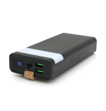 PowerBank XO-PR129 20000mAh,flashlight,Input:(Micro,Type-C), Output:(2хUSB,Type-C), QC22.5W/PD20W, plastic, Black