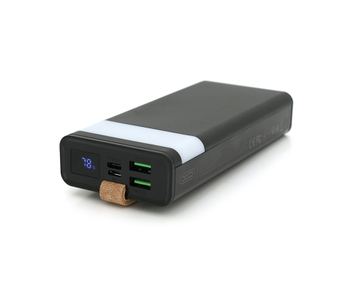 PowerBank XO-PR129 20000mAh,flashlight,Input:(Micro,Type-C), Output:(2хUSB,Type-C), QC22.5W/PD20W, plastic, Black