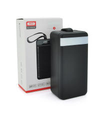 PowerBank XO-PR159 60000mAh, flashlight, Input: 5V/2.5A, 9V/2A,12V/1.5A (Micro, Type-C, Lightning), Output: 5V/2A, 5V/3A, 9V/2A (2USB,Type-C), Q16,plastic,Black