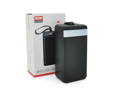 PowerBank XO-PR159 60000mAh, flashlight, Input: 5V/2.5A, 9V/2A,12V/1.5A (Micro, Type-C, Lightning), Output: 5V/2A, 5V/3A, 9V/2A (2USB,Type-C), Q16,plastic,Black