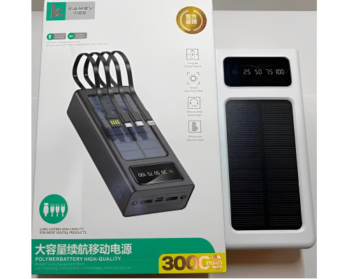 Power Bank Kamry 30000 mAh K-300 із сонячною панеллю та дротами