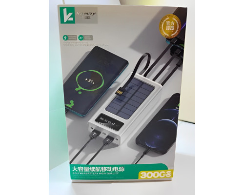 Power Bank Kamry 30000 mAh K-300 із сонячною панеллю та дротами