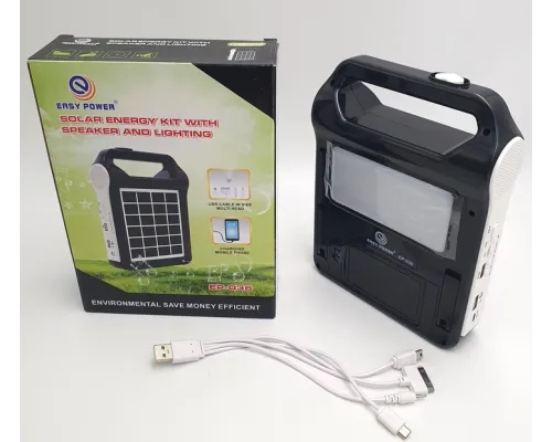 Радіоліхтар із сонячною панеллю Bluetooth Power Bank станція 2400 мА (знімні 2*18650) EASY POWER EP-036 Радіоліхтар із сонячною панеллю Bluetooth Power Bank станція 2400 мА (знімні 2*18650) EASY POWER EP-036