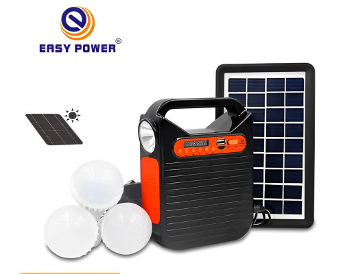Ліхтар-Power Bank EP-391bt радіо-блютуз із сонячною панеллю + лампочки 3 шт.
