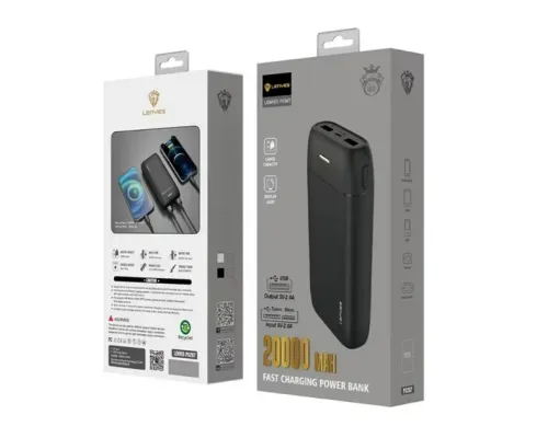 Портативна універсальна батарея LENYES PX267 Black 20000 mAh 2 A 5 W USB,Type-C, MicroUSB