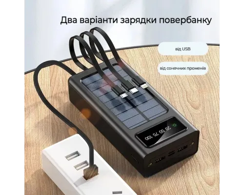 Зарядний пристрій для телефона Power Bank 30000 mAh із сонячною панеллю UKC Зарядний пристрій для телефона Power Bank 30000 mAh із сонячною панеллю UKC