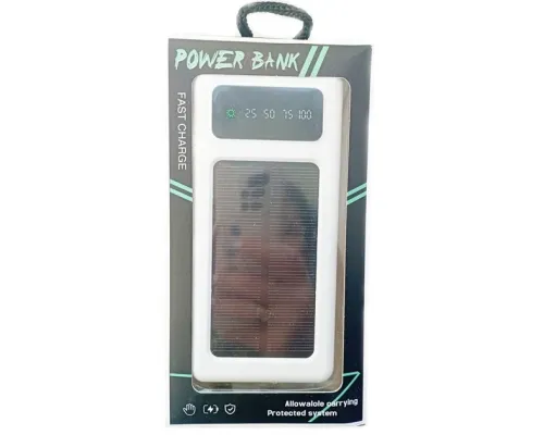 УМБ Power Bank Solar 50000mAh повербанк 4 в 1 с солнечной панелью, экраном, фонариком White
