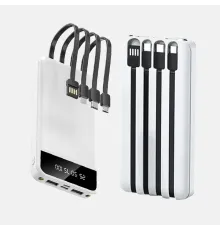 Повербанк KT T51X 50000mAh з 4 кабелями і 2 USB-портами Білий