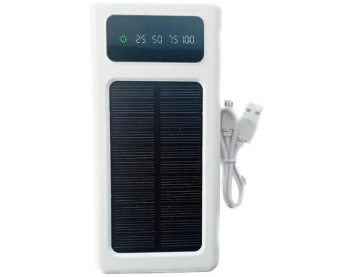 УМБ Power Bank Solar 50000mAh повербанк 4 в 1 с солнечной панелью, экраном, фонариком White