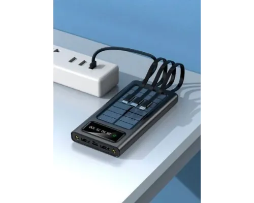 Зарядний пристрій для телефона Power Bank 30000 mAh із сонячною панеллю UKC Зарядний пристрій для телефона Power Bank 30000 mAh із сонячною панеллю UKC