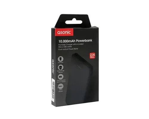 Повербанк Asonic AS-P10 10000 mAh 2*USB Чорний Повербанк Asonic AS-P10 10000 mAh 2*USB Чорний