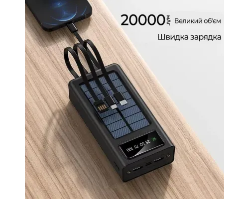 Зарядний пристрій для телефона Power Bank 30000 mAh із сонячною панеллю UKC Зарядний пристрій для телефона Power Bank 30000 mAh із сонячною панеллю UKC