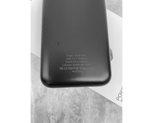 Потужний PowerBank WUW Y94 20000 mAh / Портативний зовнішній акумулятор чорний