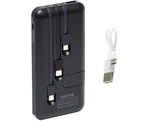 Павербанк 5000 mAh вбудовані кабелі USB, micro USB, Type-C, Lightning з Підставкою для телефона, Портативна Павербанк 5000 mAh вбудовані кабелі USB, micro USB, Type-C, Lightning з Підставкою для телефона, Портативна