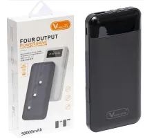 Павербанк 5000 mAh вбудовані кабелі USB, micro USB, Type-C, Lightning з Підставкою для телефона, Портативна