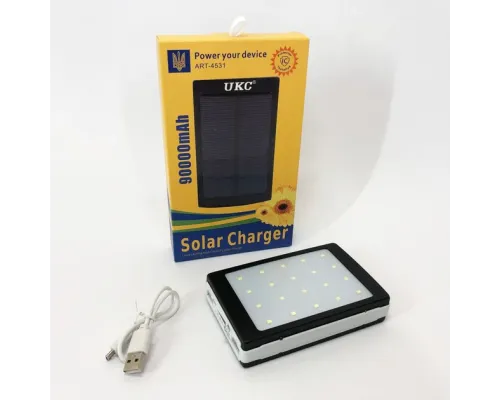 УМБ Power Bank Solar 90000 mAh мобильное зарядное с солнечной панелью и лампой, Power Bank Charger ART-4531