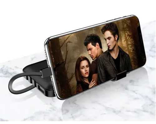Павербанк 5000 mAh вбудовані кабелі USB, micro USB, Type-C, Lightning з Підставкою для телефона, Портативна Павербанк 5000 mAh вбудовані кабелі USB, micro USB, Type-C, Lightning з Підставкою для телефона, Портативна