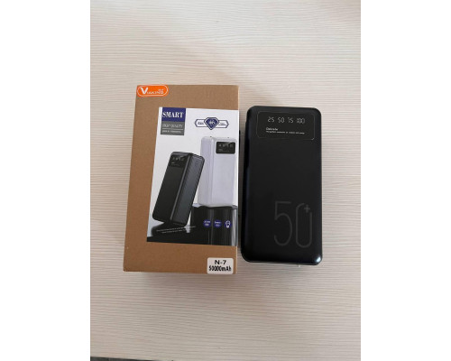 Зарядний пристрій Power Bank Viaking 50000 mAh smartquality N7 на 3 роз'єми з ліхтариком, Портативна бат