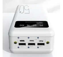 Повербанк power bank Viaking 50000 mAh YM-500 3 USB Type-C с фонариком Белый