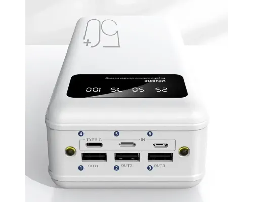 Повербанк power bank Viaking 50000 mAh YM-500 3 USB Type-C с фонариком Белый Повербанк power bank Viaking 50000 mAh YM-500 3 USB Type-C с фонариком Белый