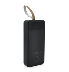 Power bank YM-318KCX 30000mAh, flashlight, Input: 5V/2.1A(micro USB, Type-C, Lightning),Output: 5V /2.1A(4хUSB),With 3 owner cable,plastic,Black,BOX