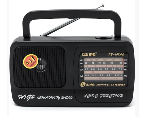 Радіоприймач KIPO KB-408, FM радіо, AUX, корпус пластмас, Black, BOX