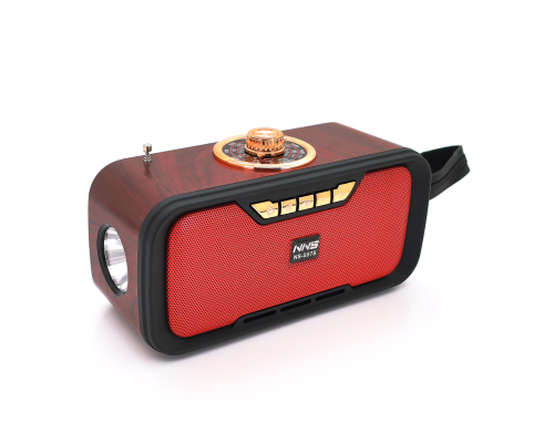 Радіо з ліхтариком NS-S270-S, FM/AM/SW радіо+Solar, Входи: TFcard, USB, Wireless speaker, Bluetooth, Red, Box
