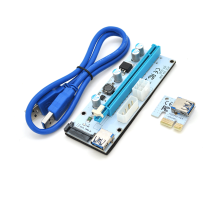 Riser PCI-EX, x1 => x16, 4-pin / 6-pin / Sata, USB 3.0 AM-AM 0,6 м (синій), конденсатори 270, White, Пакет Riser PCI-EX, x1 => x16, 4-pin / 6-pin / Sata, USB 3.0 AM-AM 0,6 м (синій), конденсатори 270, White, Пакет