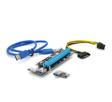 Riser PCI-EX, x1=>x16, 6-pin, SATA=>6Pin, USB 3.0 AM-AM 0,6 м (чорний), конденсатори CS 330 16V, Пакет