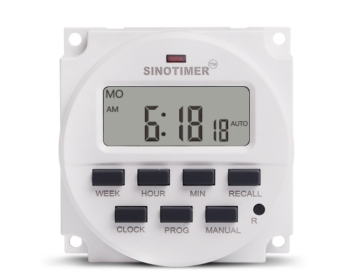 Таймер тижневий Sinotimer TM618H-2, програмований, 16А, 220V, 60х60х30 мм
