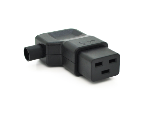 Триконтактний роз'єм IEC320 C19 мама (кутовий), 250V, 16A, під викруткову збірку Q50/500
