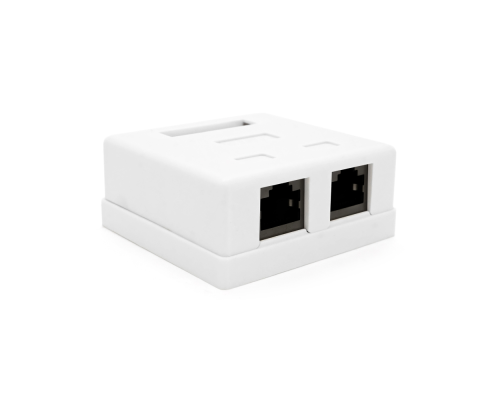 Розетка RITAR UTP 8P8C RJ45 2 порт Cat-6, накладна біла Q400