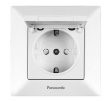 Розетка Panasonic Arkedia Slim із заземленням, зі захисними шторками, з кришкою, біла Розетка Panasonic Arkedia Slim із заземленням, зі захисними шторками, з кришкою, біла