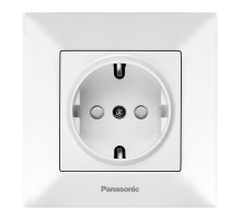 Розетка Panasonic Arkedia Slim із заземленням зі захисними шторками, біла