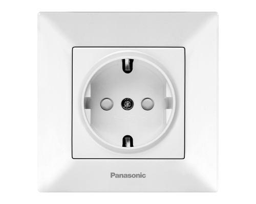 Розетка Panasonic Arkedia Slim із заземленням зі захисними шторками, біла