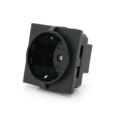 Розетка врізна з заземленням E-08, Input: AC 100-250V 16A, Black