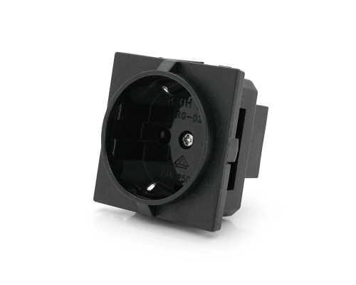 Розетка врізна з заземленням E-08, Input: AC 100-250V 16A, Black Розетка врізна з заземленням E-08, Input: AC 100-250V 16A, Black