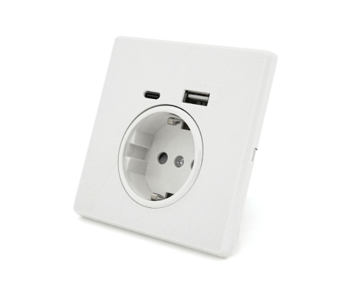 Розетка врізна із заземленням, Input: AC:110-250V/16A, Type-C/USB-виходи, White Розетка врізна із заземленням, Input: AC:110-250V/16A, Type-C/USB-виходи, White