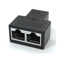 Розгалужувач RJ45 8P8C мама / 2 Х мама RJ45 для розгалуження кабелю, екранований, чорний, Q100