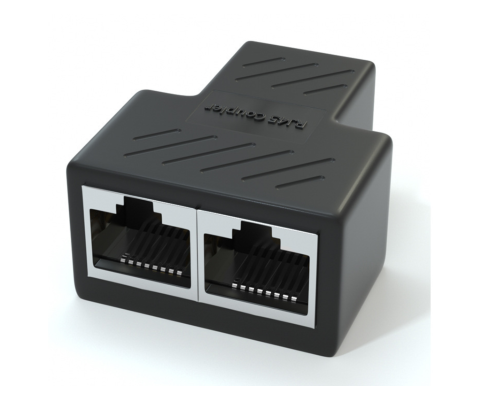 Розгалужувач RJ45 8P8C мама / 2 Х мама RJ45 для розгалуження кабелю, екранований, чорний, Q100