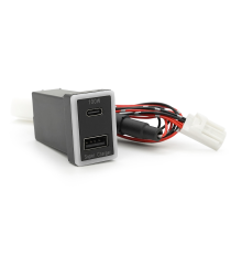 АЗУ врізне 130W-D01T03-С, PD+QC, Type-C: 100W, USB: 30W, LED підсвічування, комплект дротів з роз'ємами, 33x22х58mm, Black