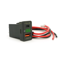 АЗУ FPUV-G, PD+QC3.0, Type-C: 30W, 5V-3A/9V-3A/12V-2.5A, USB: 18W, 5V-3.4A/9V-2A/12V-1.5A, 33x23mm, LED Green, Black АЗУ FPUV-G, PD+QC3.0, Type-C: 30W, 5V-3A/9V-3A/12V-2.5A, USB: 18W, 5V-3.4A/9V-2A/12V-1.5A, 33x23mm, LED Green, Black