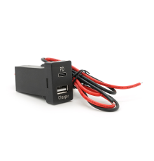 АЗУ врізне 38W-L01T03-S, PD+QC, Type-C: 20W, USB: 18W, комплект дротів під паяння, 33x22х58mm, Black