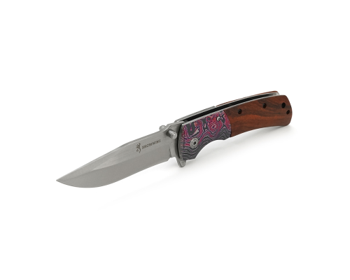 Ніж складний Browning-DA142, ручка сталь + дерево з малюнком, довжина 228 мм, 247 гр, Box