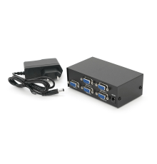 Активний спліттер VGA сигналу KV-FJ1504A (VGA2004) 150MHz 4 Port, DC5V / 2A, Black